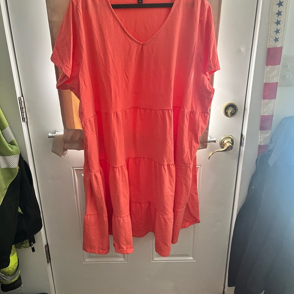 Coral Tiered Dress